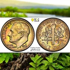 1973-D Rainbow Toner Roosevelt Dime 10c PCGS MS66 Gold Shield True View Stunner!