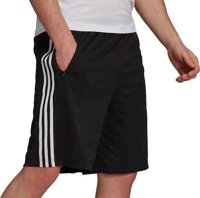 adidas Men's Black/White Designed 2 Move 3-Stripe Primeblue Shorts
