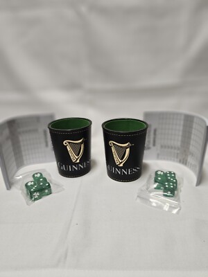 2 X Guinness Bier Würfelspiel Knobelbecher Lederoptik Irisch Grüne Würfel Pub
