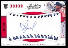 2020 Panini Absolute Rookie Baseball Material Signatures Blue Domingo Leyba Auto