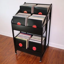 LPBIN3 Vinyl Record Storage Cabinet with Casters / Bin Style Record Storage