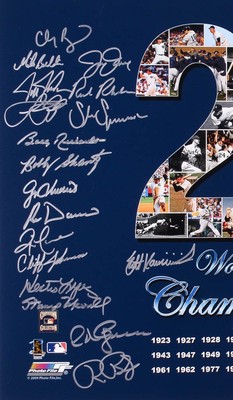 NY YANKEES 27 TIME CHAMPS SIGNED 16x20 DOWNING WHITE JOHNSON