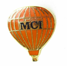 MCI Hot Air Balloon Lapel Pin Orange Gold Tone Classic MCI Logo Vintage