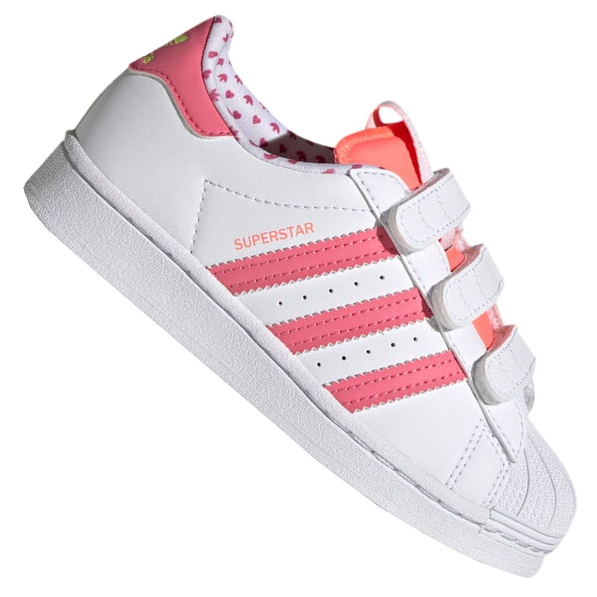 Adidas Superstar Shoes Heart Girls Kids Shoes Sneakers White Pink