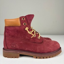 Timberland 6" Waterproof Boots Youth 5 Burgundy Nubuck PrimaLoft Insulated