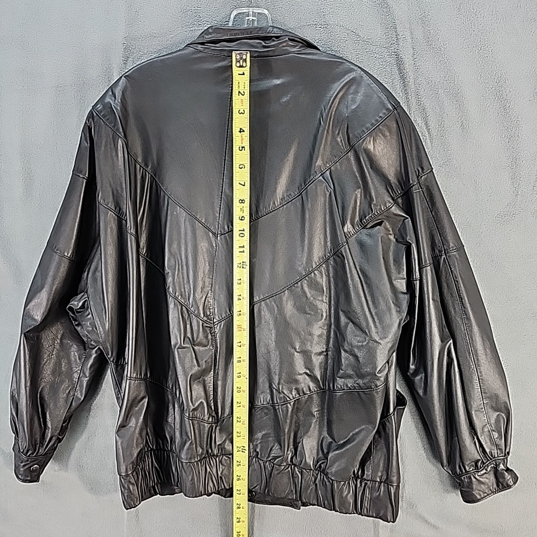 80s Tibor Black Patchwork Leather Motorcycle Jack… - image 7