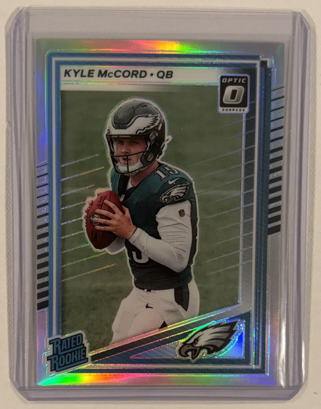 2025 Panini Donruss Kyle McCord Rated Rookie Silver Holo Optic Preview Eagles