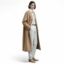 Herm s Re-edition Limited Women  s Reversible Overcoat Size 34 Beige Camel Hair