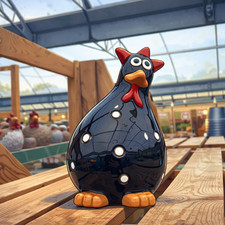 Print Art - Ceramic Chicken on a Shelf - Cartoon Styling (P45)