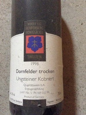 Dornfelder Trocken Ungsteiner Kobnert 1998 Rotwein