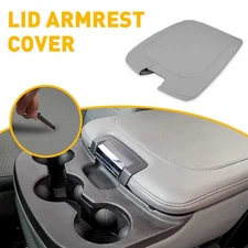 Fits For Dodge Ram 2013-2018 Leather Center Console Lid Armrest Cover Gray Grey