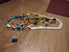 60PCS Wooden Train Set for 3-5 Year Olds, Double-Sided Tracks, Fits Brio Thoma