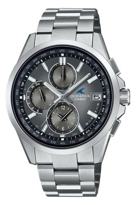 Unbenutzte CASIO OCEANUS OCW-T2600RA-8AJF Retro Silber Titan Herrenuhr in Box