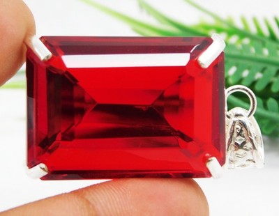Natural 100 Ct Red Topaz Pendant Emerald Cut Certified Gemstone from Brazil
