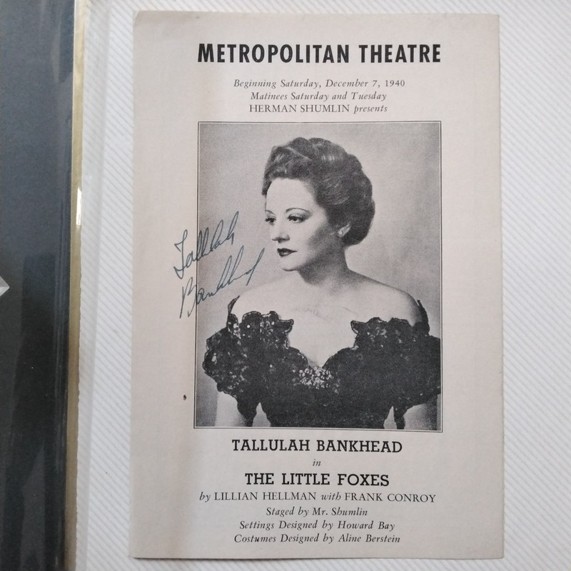Tallulah Bankhead SIGNED 1940 Playbill Stage Movie Actress Little Foxes Lifeboat