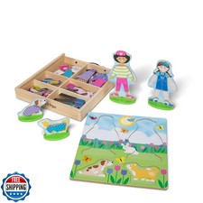 Melissa and Doug Best Friends Magnetic Dress-Up Wooden Dolls Pretend Play Set
