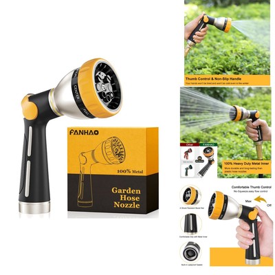 Heavy-Duty 8-Pattern Hose Nozzle - Easy Grip & Thumb Control for Garden Use