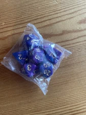Purple And Purple Swirl Dice Set Poly RPG DND Dungeons & Dragons 7 Dice Total 23