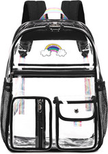 Clear Backpack Bookbag Heavy Duty PVC Transparent Backpack Stadium Events See th