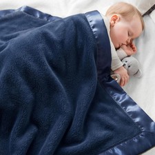 Baby Boy Blanket Fleece Baby Blankets Boys W/ 2 Inch Satin Trim Super Soft Plush