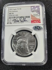 ? 2022 $100 American Eagle 1 oz .9995 Platinum Coin NGC MS70 MIKE CASTLE ACE 2299.99 per troy oz