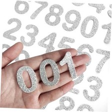30 Pcs Glitter Number 0 to 9 Iron-on for Jackets, Backpacks, Numbers Silver
