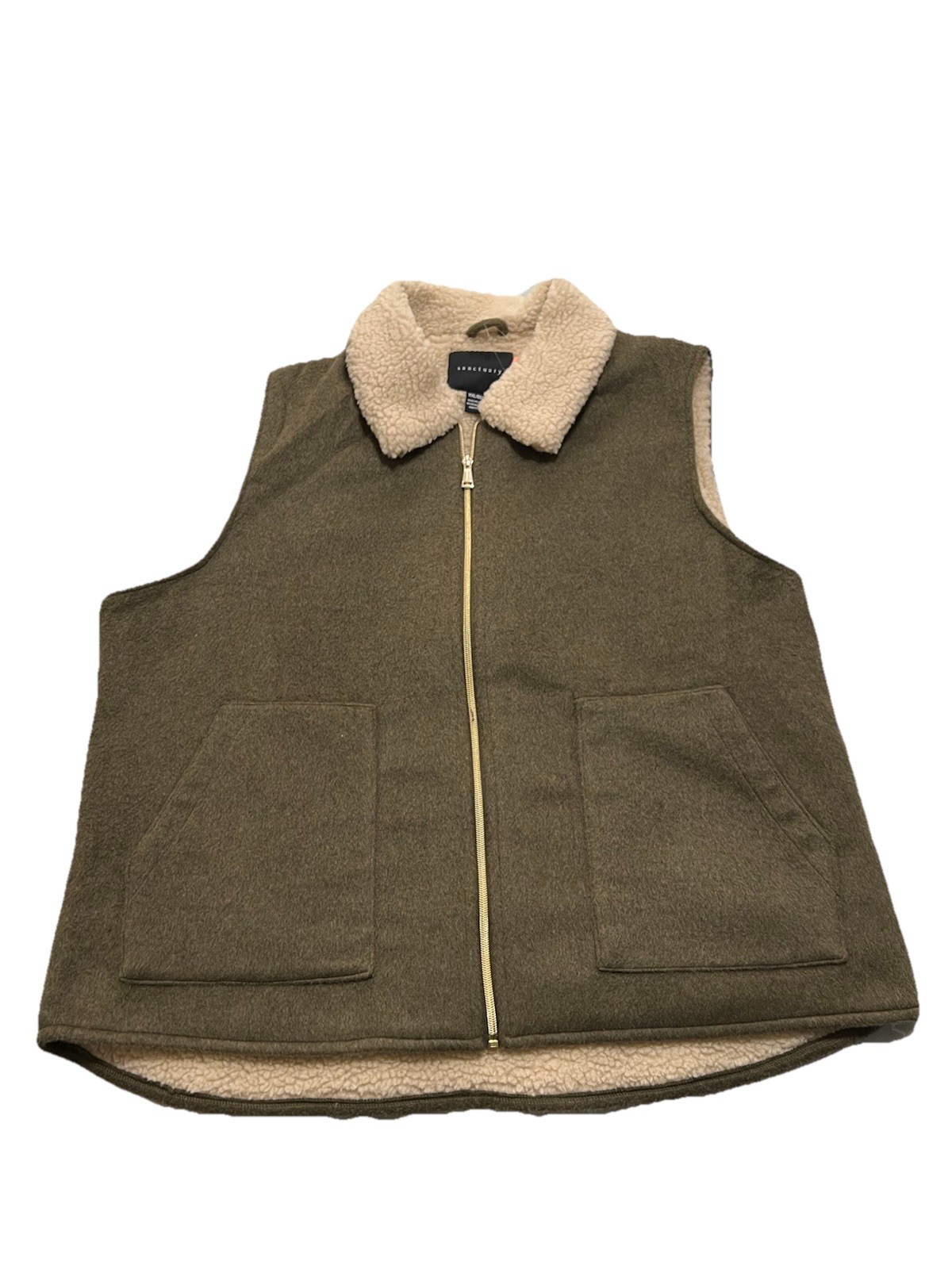 Sanctuary Women's mixed Media Vest Green (Olive)