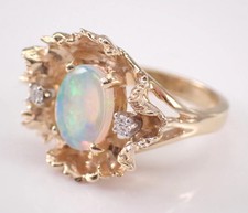 3Ct Oval Cut Natural Fire Opal Women's Vintage Ring 14K Yellow Gold Plated