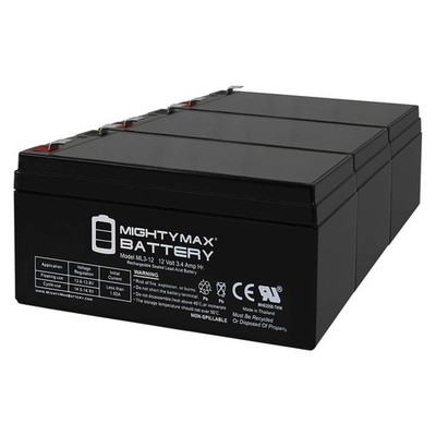 Mighty Max 12V 3AH Replaces Electronic DC Power Auto Control Systems - 3 Pack