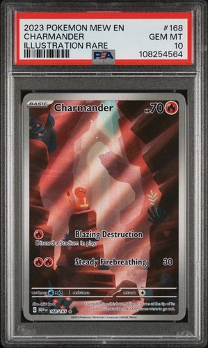 2023 POKEMON MEW EN-151 ILLUSTRATION RARE #168 CHARMANDER PSA 10
