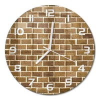 Runde Wanduhr Aus Glas Mit Stilvollem Design Backsteinwand WeißE Zeiger Fi30 Cm