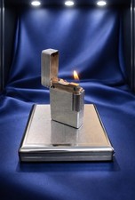 Briquet Dupont Ligne 1 Argenté-vintage-fonctionnel + Étui à cigarette.
