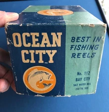 Vintage Ocean City Fishing Reel No. 112 Bay City Empty Box Only with papers