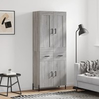 Schmales Highboard Sonoma Eiche Grau 69,5X34X180 Cm Holzwerkstoff