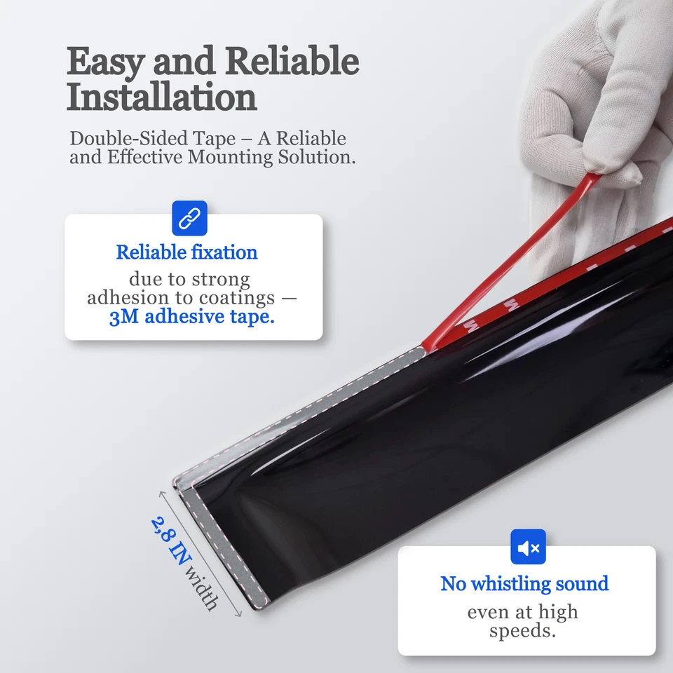 Paraseras de ventana con cinta adhesiva 4 piezas protectores de lluvia aptos para deflectores de viento Genesis G90 2016-2022 Foto 2 de 4