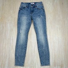 Cabi Cinch Skinny Distressed Acid Wash Bleach Retro Stretch Denim Jeans 4 5492