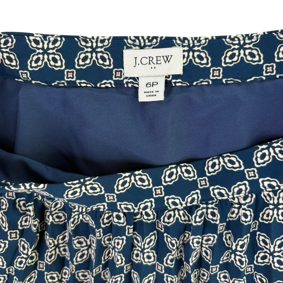 Женская юбка J.Crew 6P сине-белая с цветочным геометрическим принтом плиссированная трапециевидная миниатюрная - Изображение 2 из 4