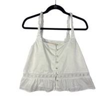 Djerf Avenue White Eyelet Button-Front Camisole
