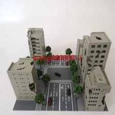 Diorama 1/300 War-damaged City Railroad Residence Ruin Scene Building Model Toy