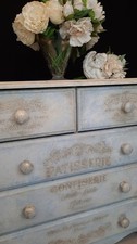 Vintage Hand Painted Pine Chest Of Drawers