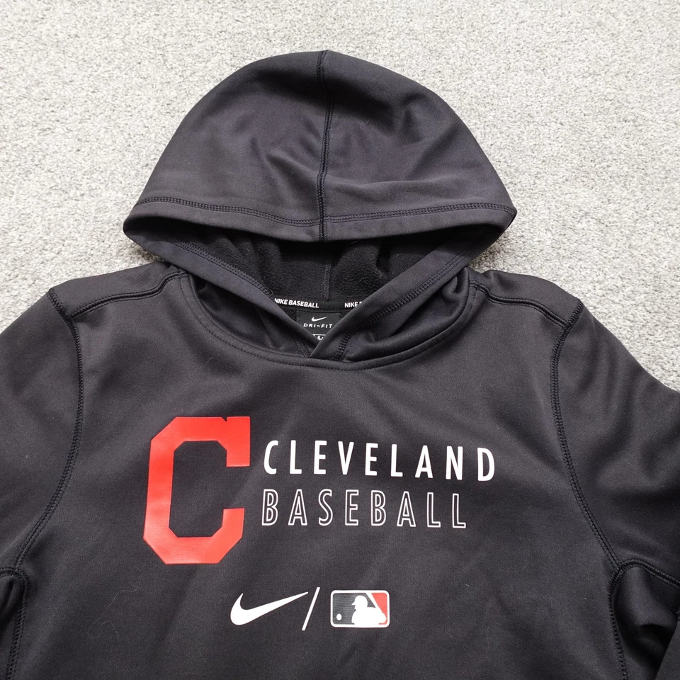 Cleveland Guardians Sudadera con Capucha Juvenil Grande Negra MLB Béisbol Nike Dri-FIT Pullover Foto 2 de 4