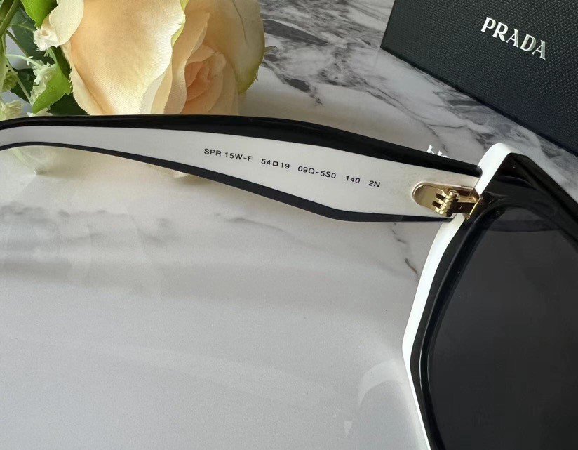 PRADA PR 15WS 09Q5S0 145mm Frame Rectangular Sunglasses - Black/White/Gray thumbnail 3