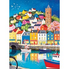 Colorful Coastal Harbor Town 500 Piece Jigsaw Puzzle 20.5 x 15 Inch