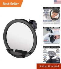 8" Fogless Shower Mirror with Razor Holder Suction Mount - Black