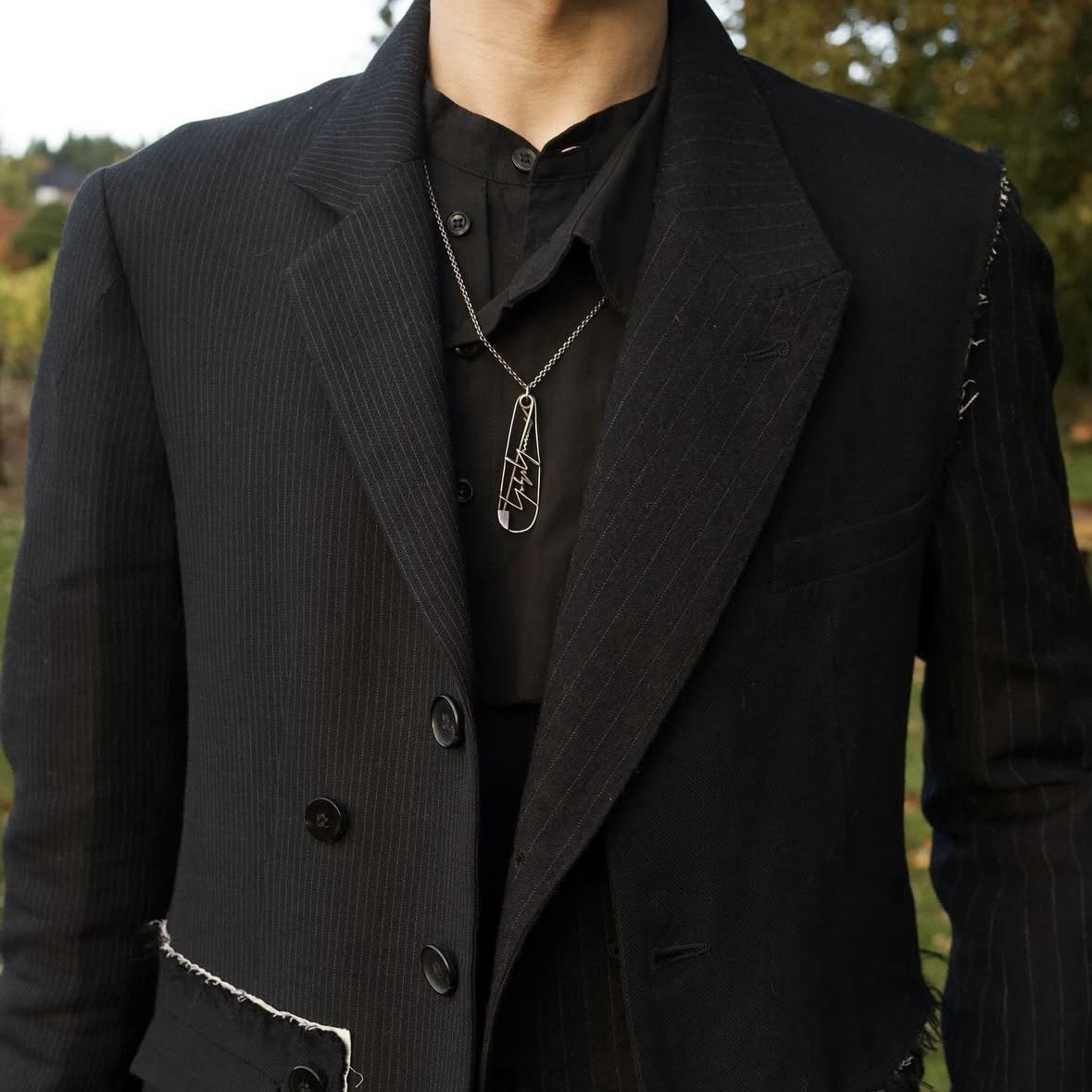 Yohji Yamamoto Pour Homme SS19 Safety Pin Brooch Necklace .925