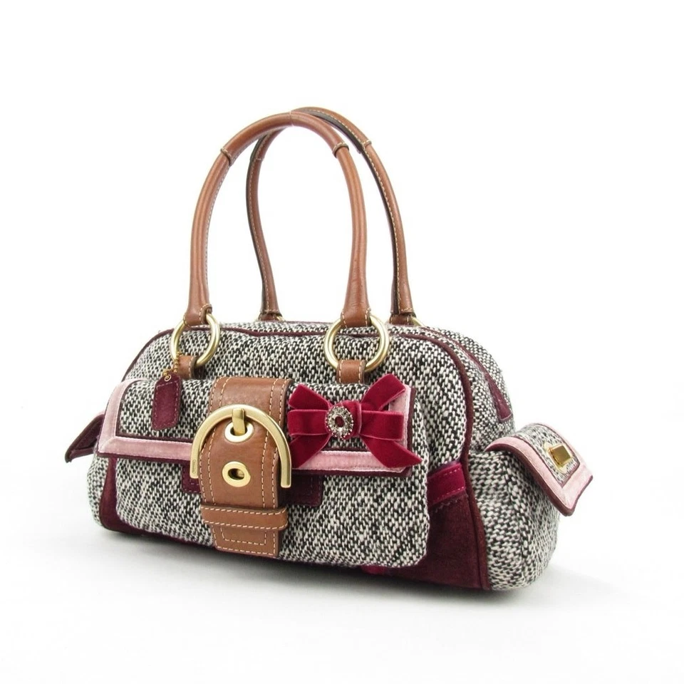 Coach Vintage Y2K Tweed & Velvet Bow Bag - Image 3 of 4