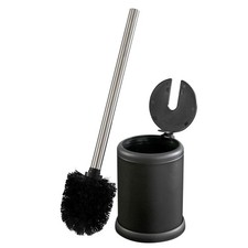 Toilet Brush and Holder with Self Closing Lid 360 Cleaning Head Matte Black