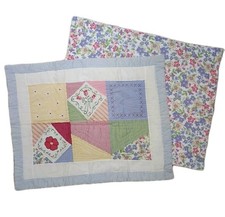 Floral Cottagecore Quilt Standard Pillow Shams Set 2 20"x26" Vintage Handmade