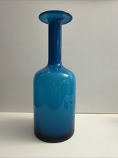 West Elm/Holmegaard Gulvase Blue Cased Reproduction MCM Style Vase 15.5" Nice!