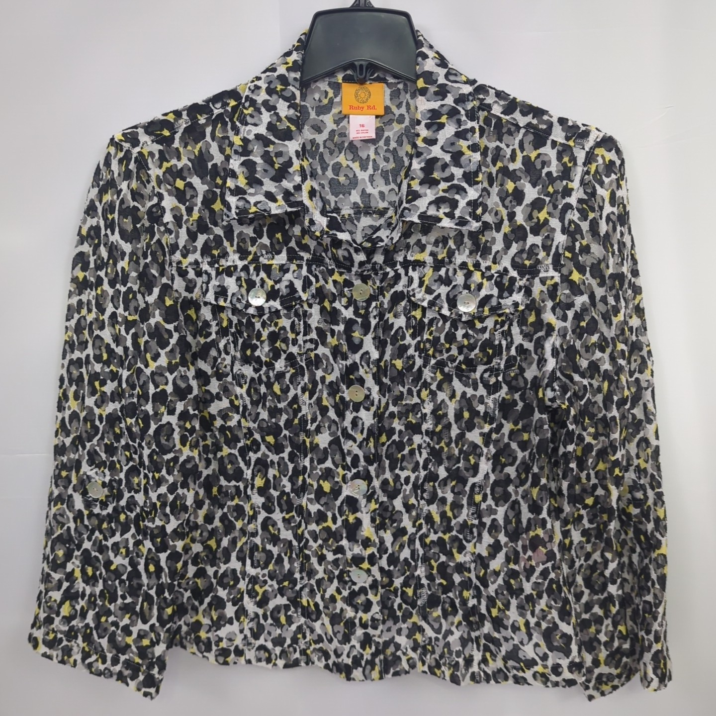 Ruby Rd Sheer Button Up Jacket Women's Size 16 Mu… - image 1
